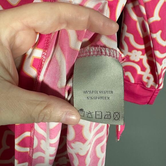 Charlie Paige Women's Retro Glam Pink & White Patterned Top - Size XL - Resort - Picture 5 of 6